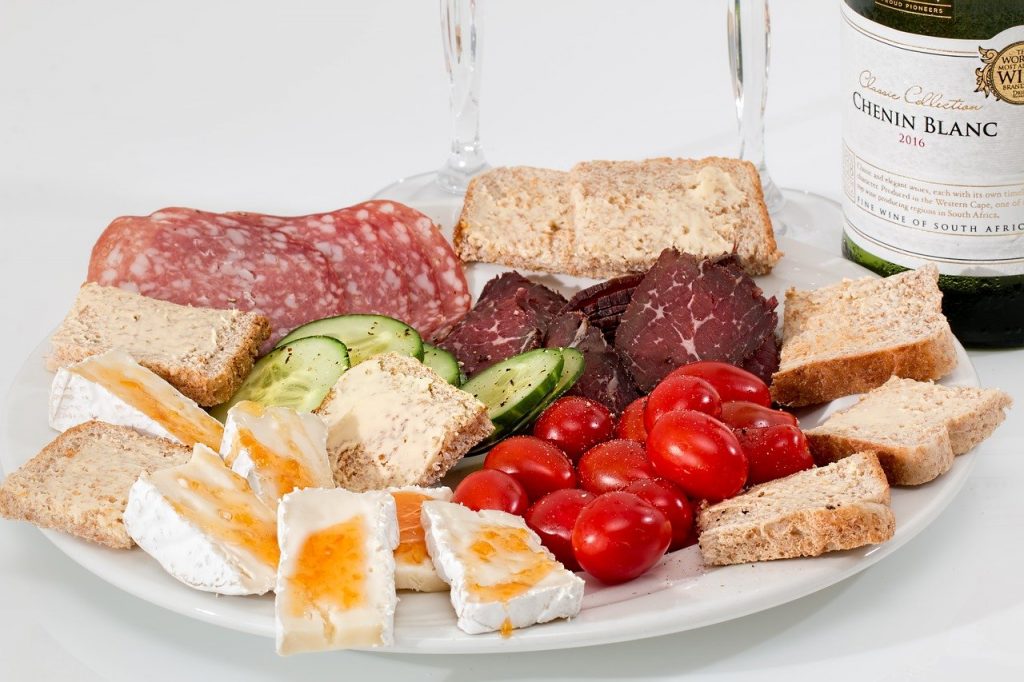 food platter, cheese, salami