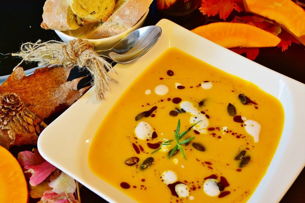 pumpkin soup, hokkaido, autumn